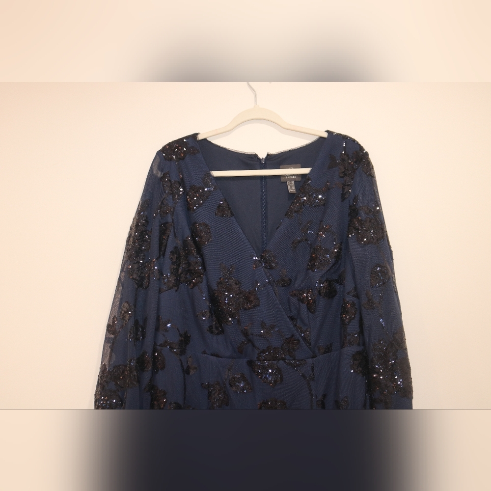 Adrianna Papell Plus Size Floral-Sequined Sheath Dress - Midnight - Picture 3 of 12